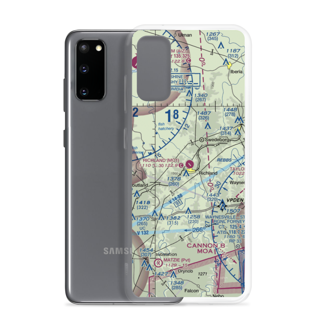 Richland Municipal Airport (MO1) VFR Sectional Samsung Case Samsung Galaxy S20 model shown