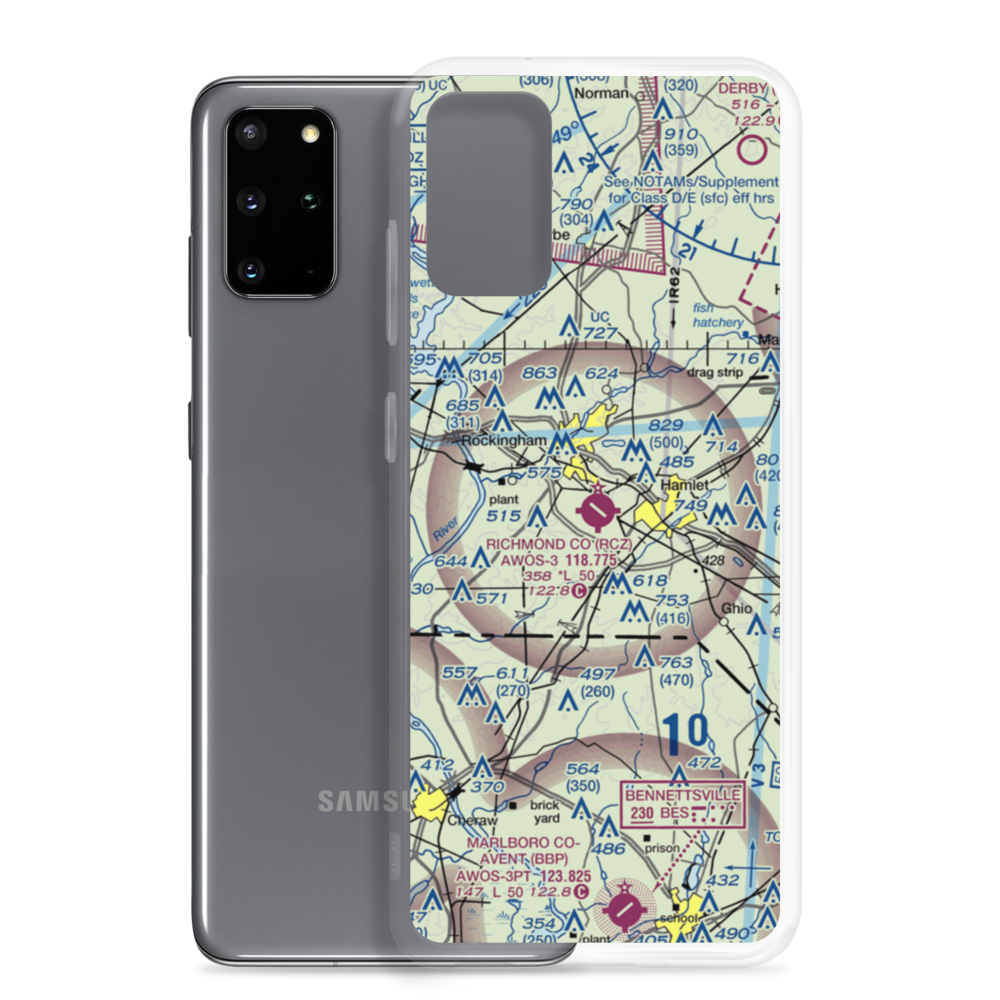 Richmond County Airport (RCZ) VFR Sectional Samsung Case Samsung Galaxy S20 Plus model shown