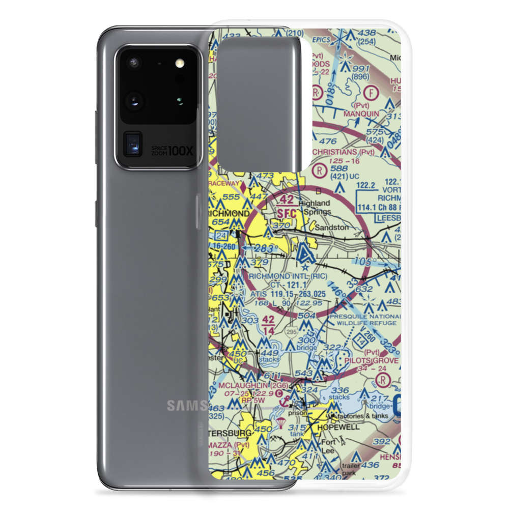 Richmond International Airport (RIC) VFR Sectional Samsung Case Samsung Galaxy S20 Ultra model shown