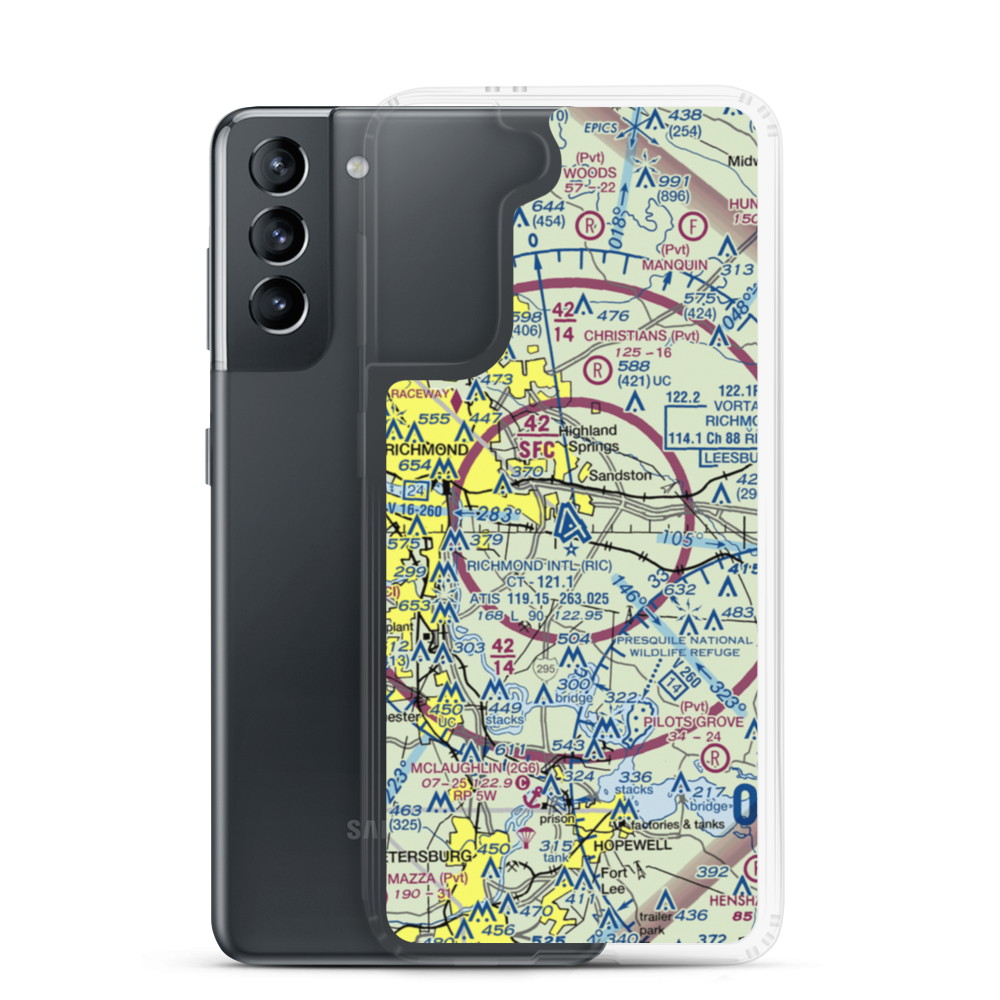 Richmond International Airport (RIC) VFR Sectional Samsung Case Samsung Galaxy S21 model shown