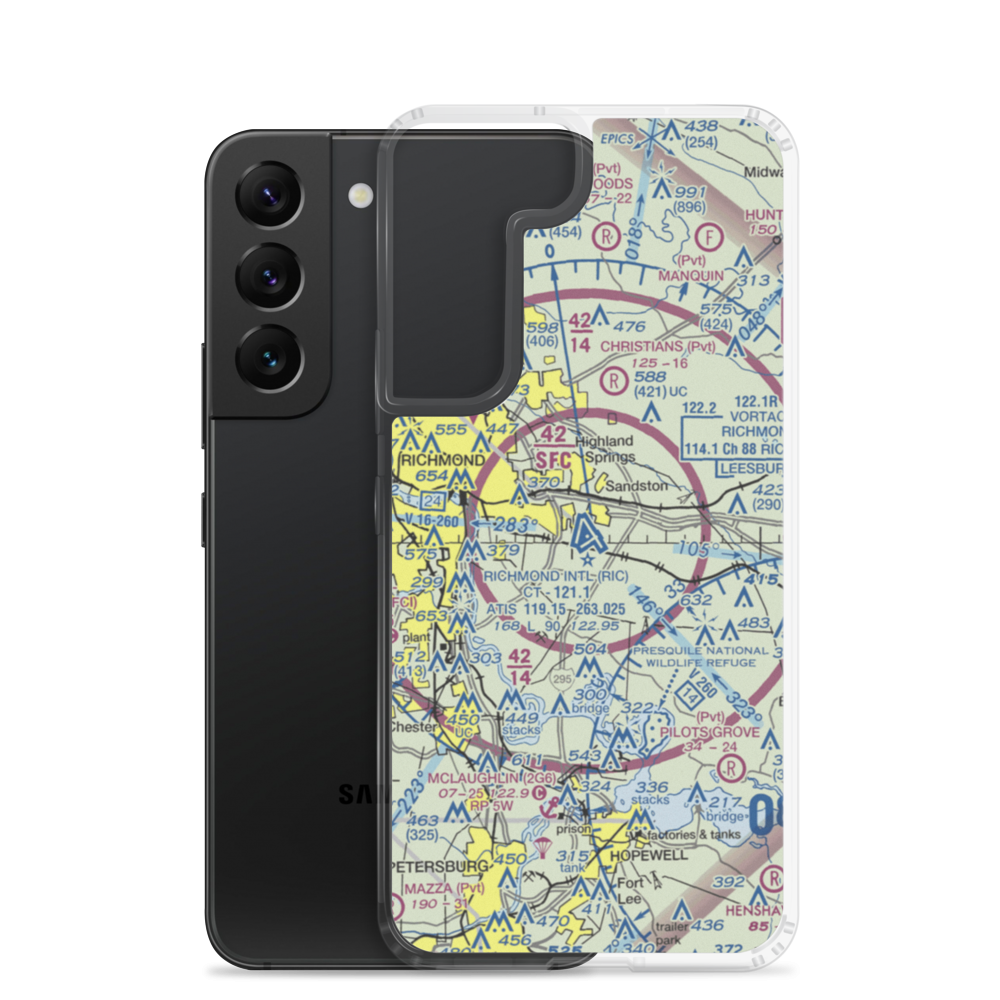 Richmond International Airport (RIC) VFR Sectional Samsung Case Samsung Galaxy S22 model shown