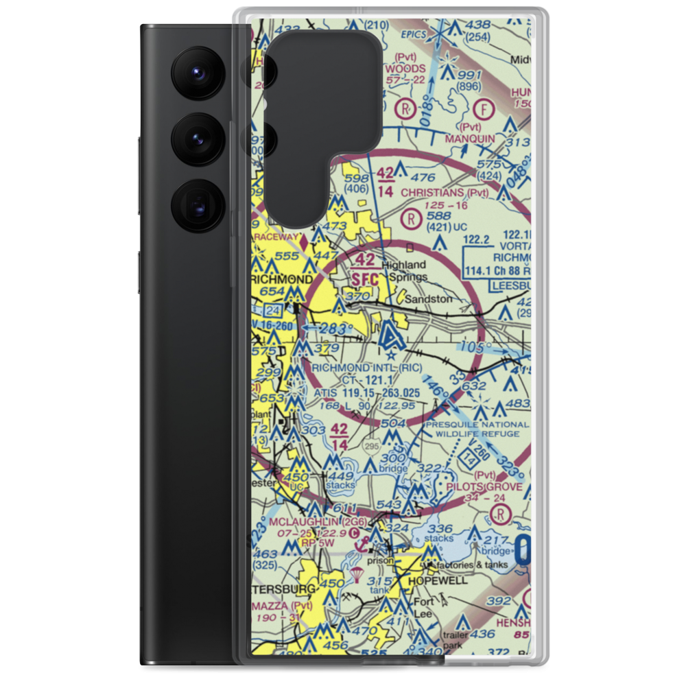 Richmond International Airport (RIC) VFR Sectional Samsung Case Samsung Galaxy S22 Ultra model shown