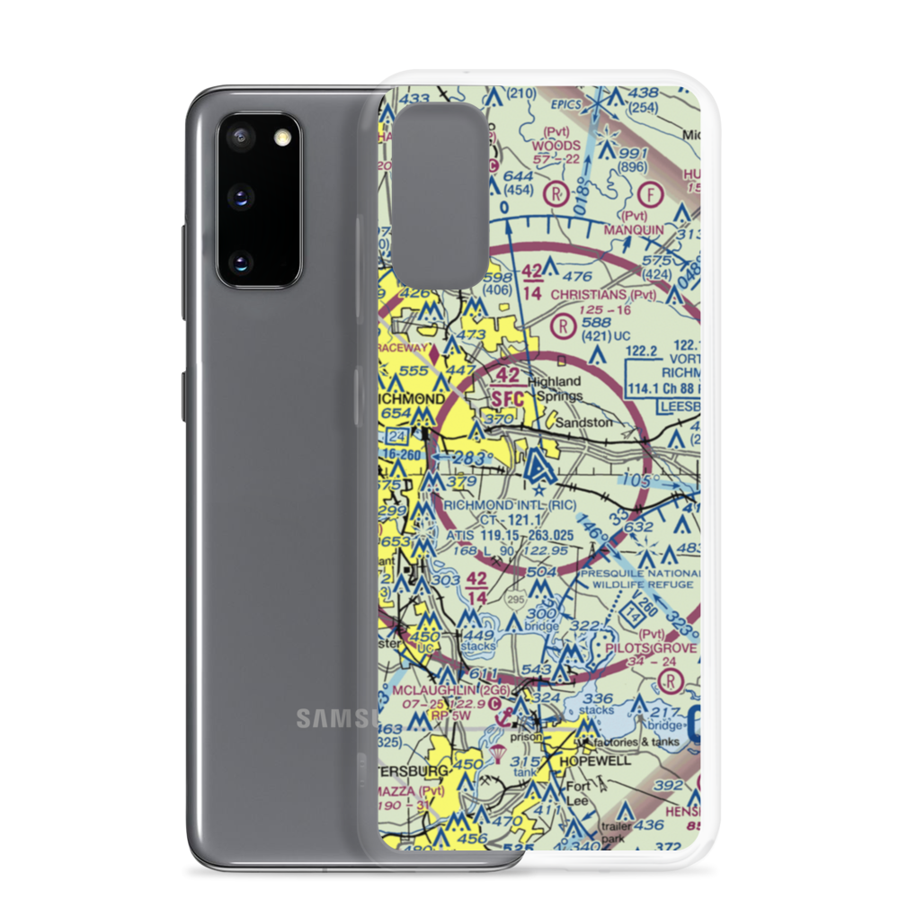 Richmond International Airport (RIC) VFR Sectional Samsung Case Samsung Galaxy S20 model shown