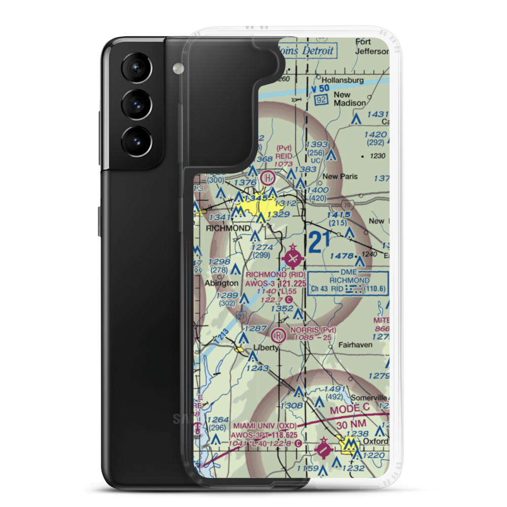 Richmond Municipal Airport (RID) VFR Sectional Samsung Case Samsung Galaxy S21 Plus model shown