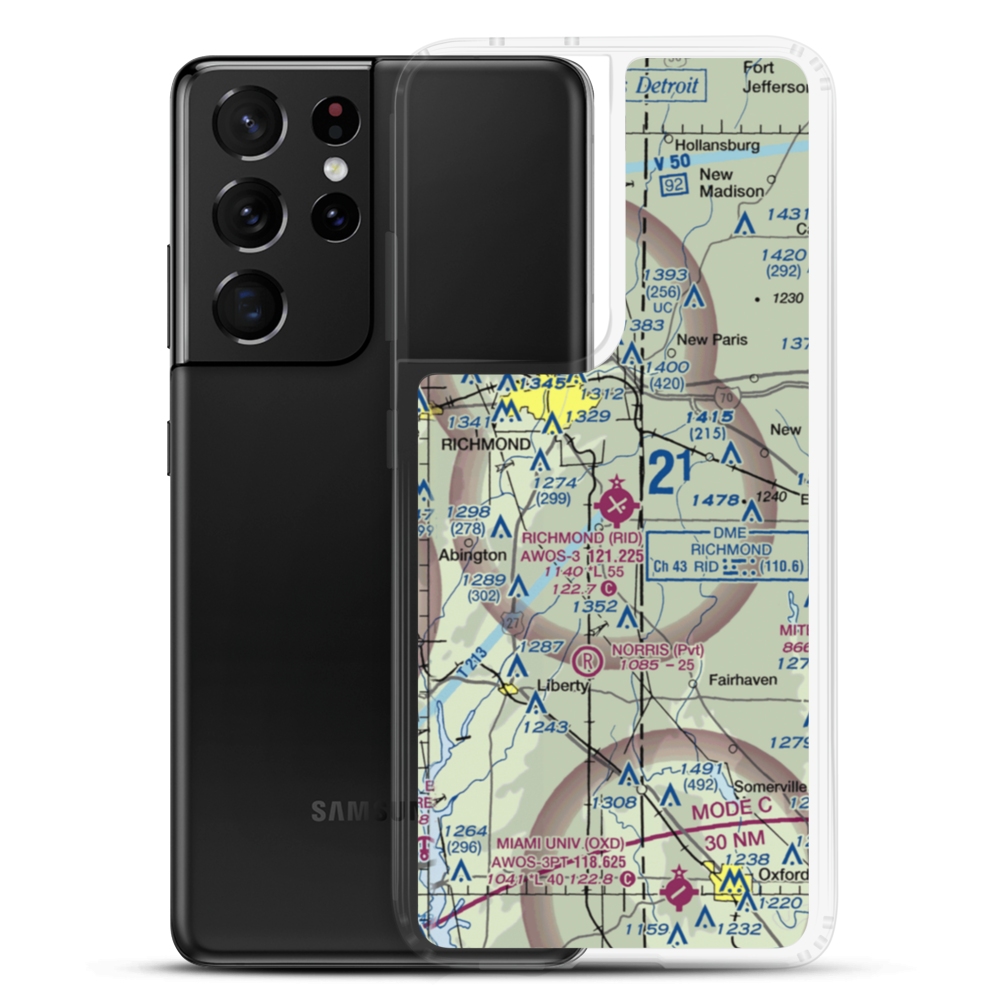 Richmond Municipal Airport (RID) VFR Sectional Samsung Case Samsung Galaxy S21 Ultra model shown