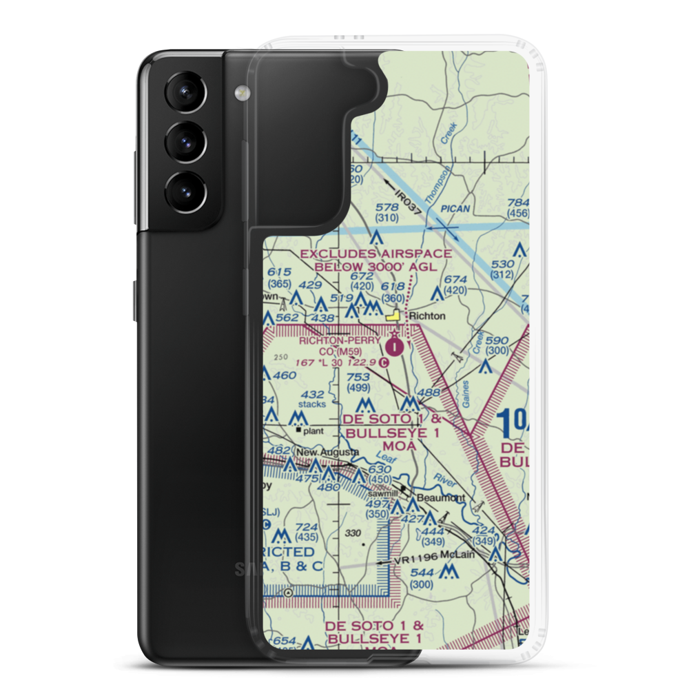 Richton Perry County Airport (M59) VFR Sectional Samsung Case Samsung Galaxy S21 Plus model shown