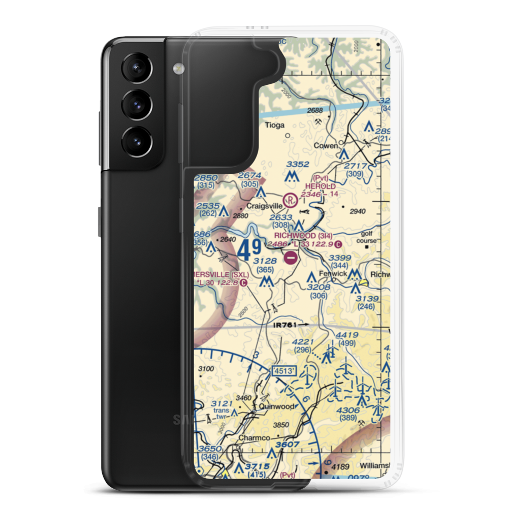 Richwood Municipal Airport (3I4) VFR Sectional Samsung Case Samsung Galaxy S21 Plus model shown