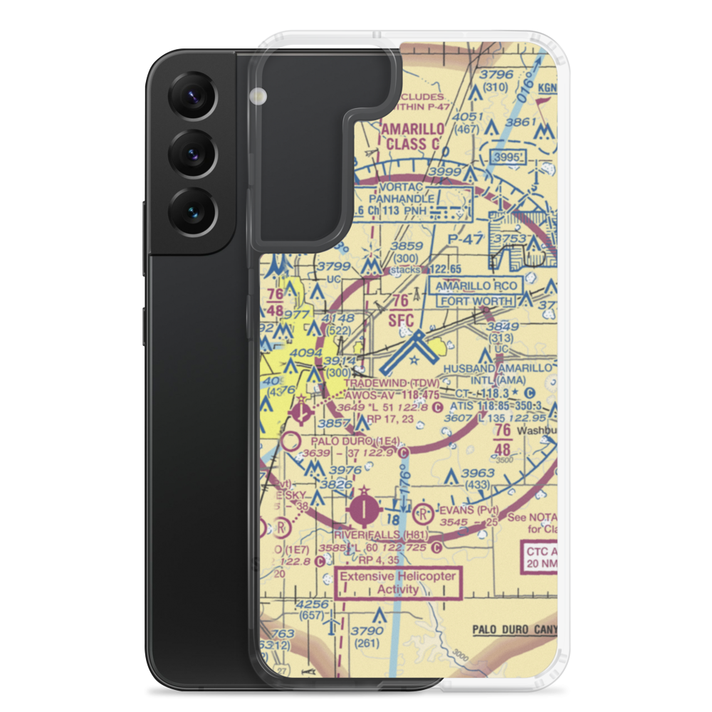 Rick Husband Amarillo International Airport (AMA) VFR Sectional Samsung Case Samsung Galaxy S22 Plus model shown