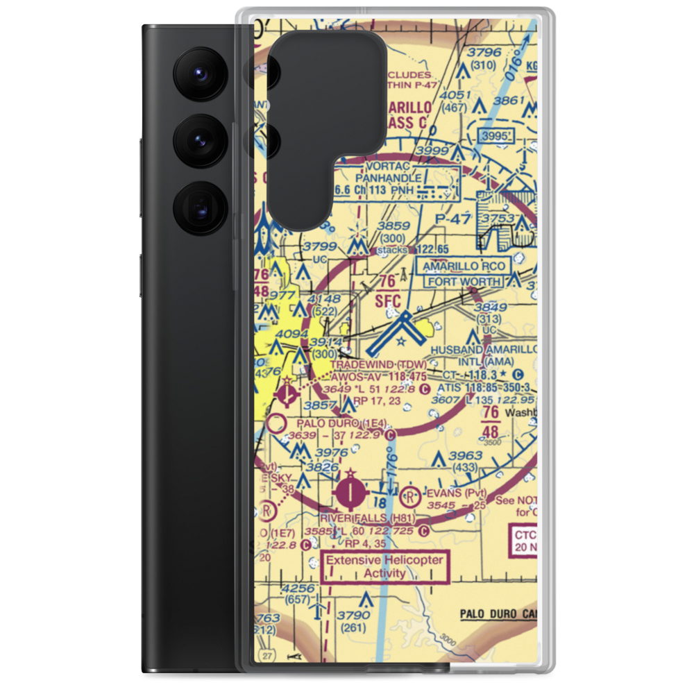 Rick Husband Amarillo International Airport (AMA) VFR Sectional Samsung Case Samsung Galaxy S22 Ultra model shown