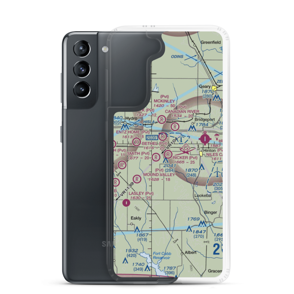 Ricker Ranch Airport (46OK) VFR Sectional Samsung Case Samsung Galaxy S21 model shown