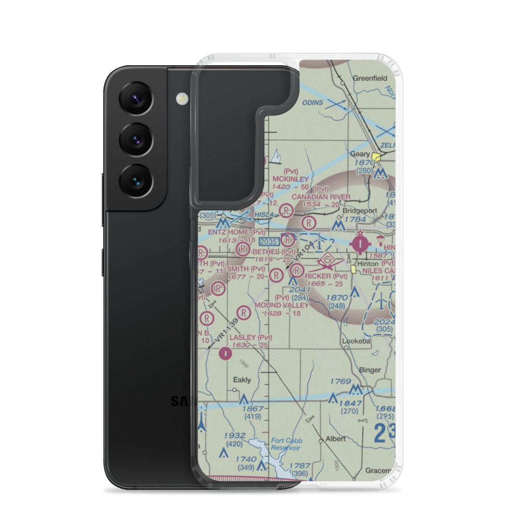 Ricker Ranch Airport (46OK) VFR Sectional Samsung Case Samsung Galaxy S22 model shown