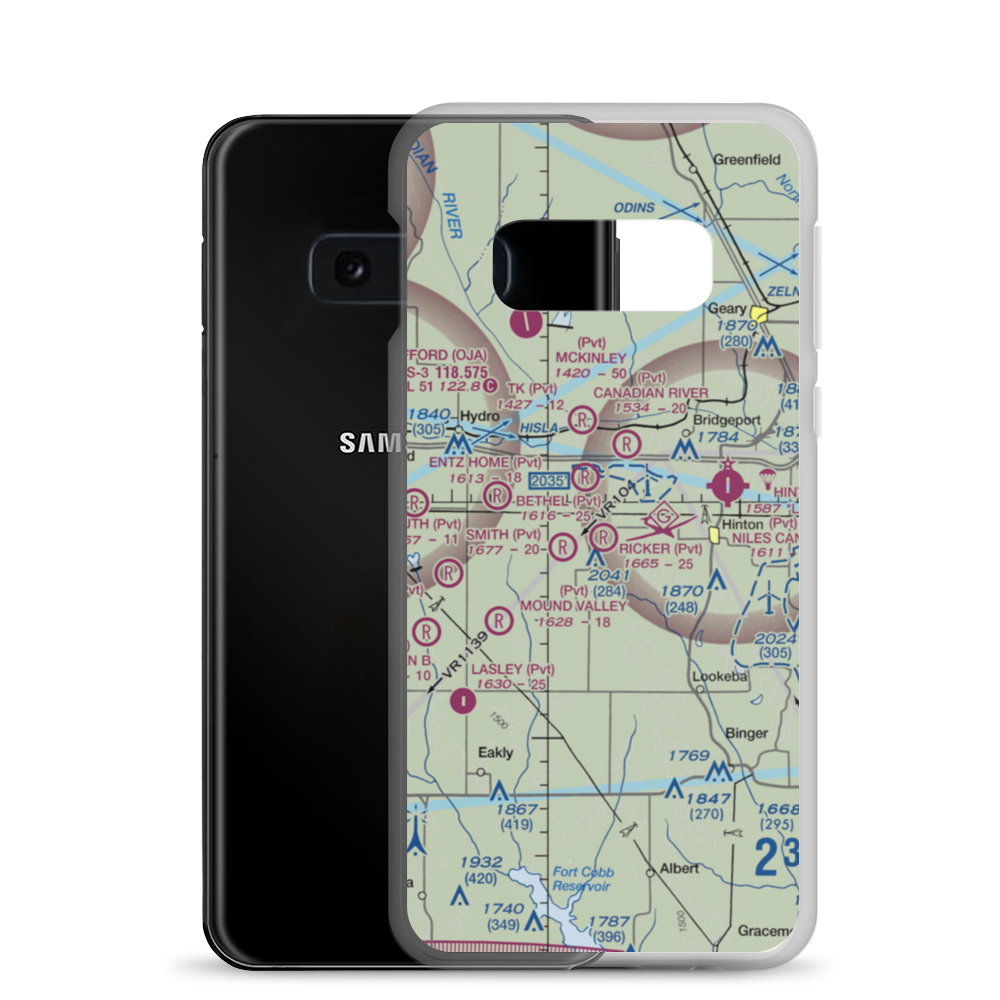 Ricker Ranch Airport (46OK) VFR Sectional Samsung Case Samsung Galaxy S10e model shown