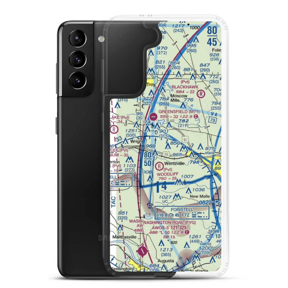 Riddle's Roost Airport (MO36) VFR Sectional Samsung Case Samsung Galaxy S21 Plus model shown