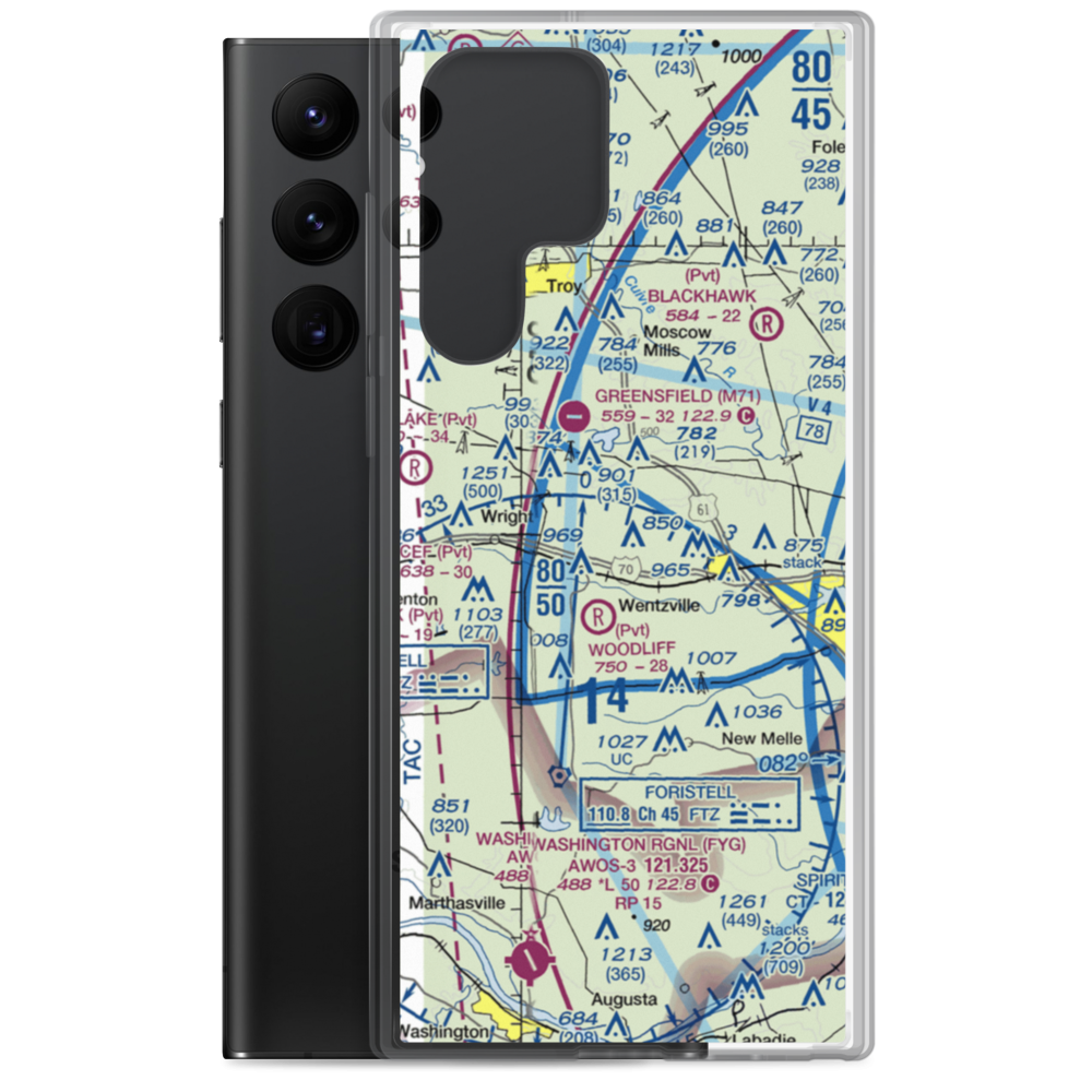 Riddle's Roost Airport (MO36) VFR Sectional Samsung Case Samsung Galaxy S22 Ultra model shown