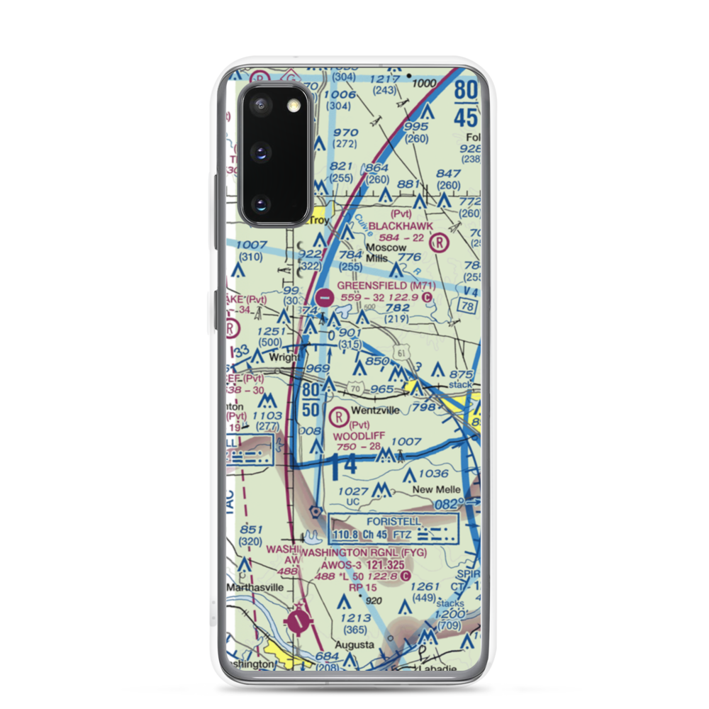 Riddle's Roost Airport (MO36) VFR Sectional Samsung Case Samsung Galaxy S20 model shown