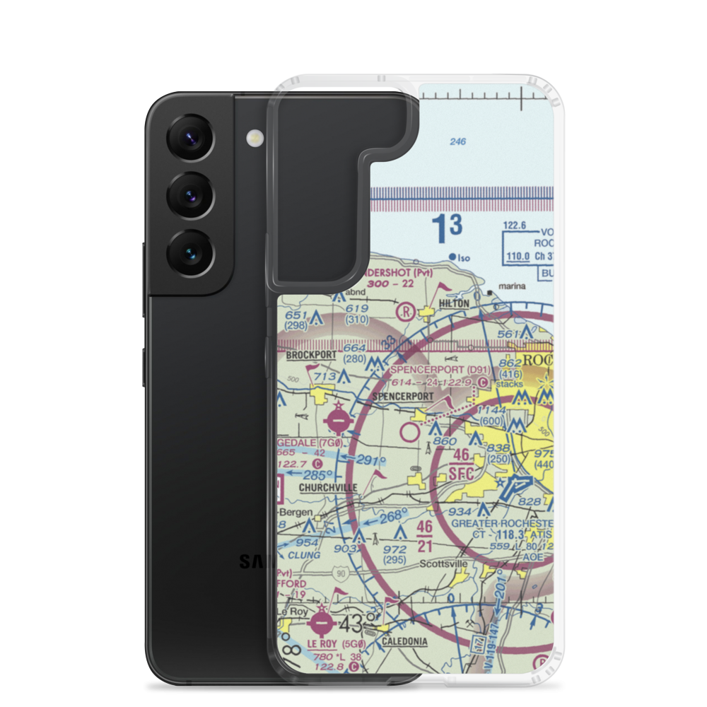 Ridge Road West Airport (7NK4) VFR Sectional Samsung Case Samsung Galaxy S22 model shown