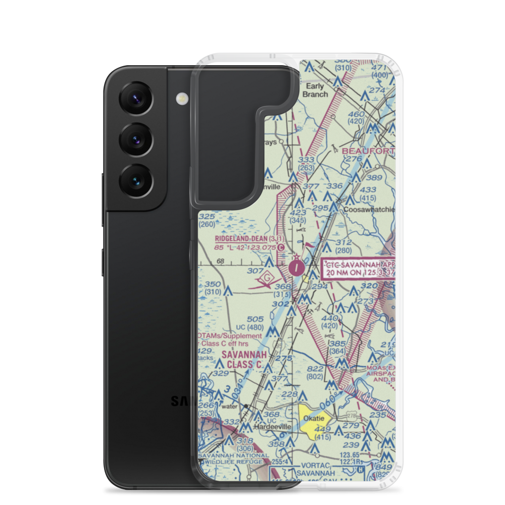 Ridgeland-Claude Dean Airport (3J1) VFR Sectional Samsung Case Samsung Galaxy S22 model shown