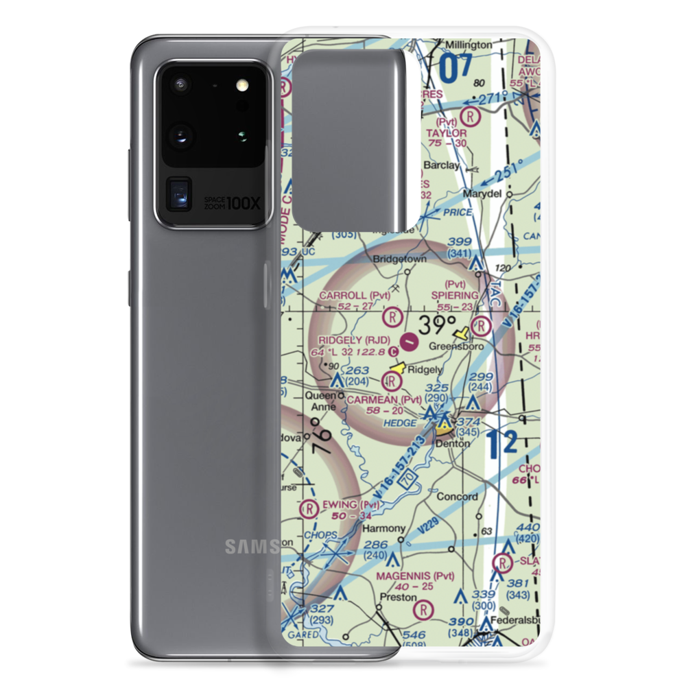 Ridgely Airpark (RJD) VFR Sectional Samsung Case Samsung Galaxy S20 Ultra model shown