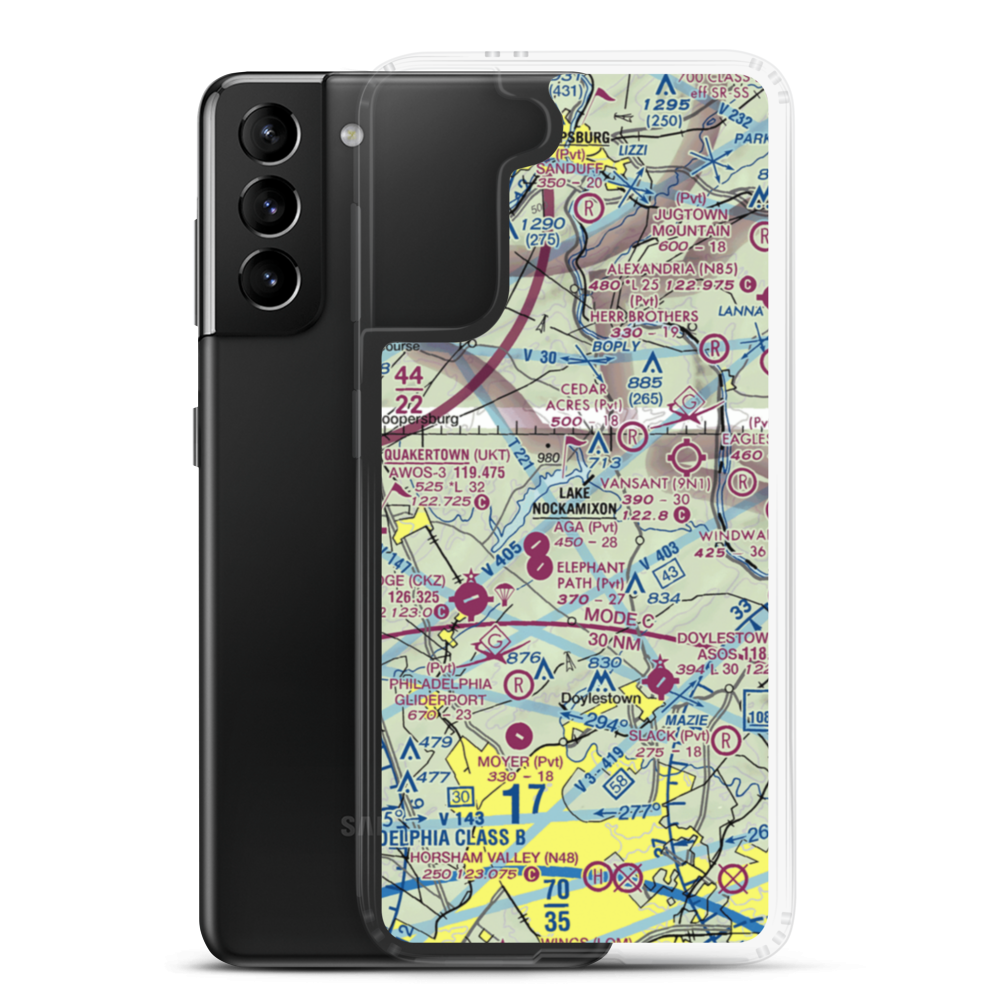 Ridgeview Airport (1PA3) VFR Sectional Samsung Case Samsung Galaxy S21 Plus model shown