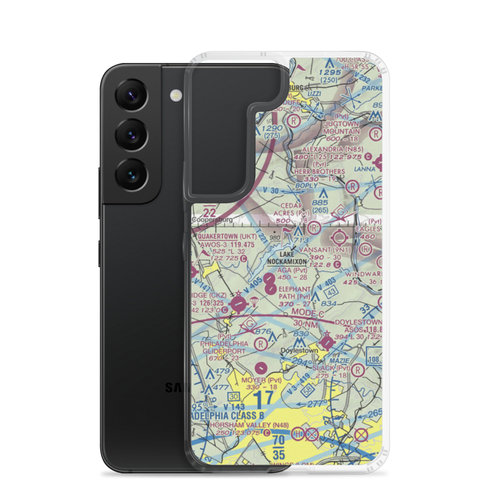 Ridgeview Airport (1PA3) VFR Sectional Samsung Case Samsung Galaxy S22 model shown