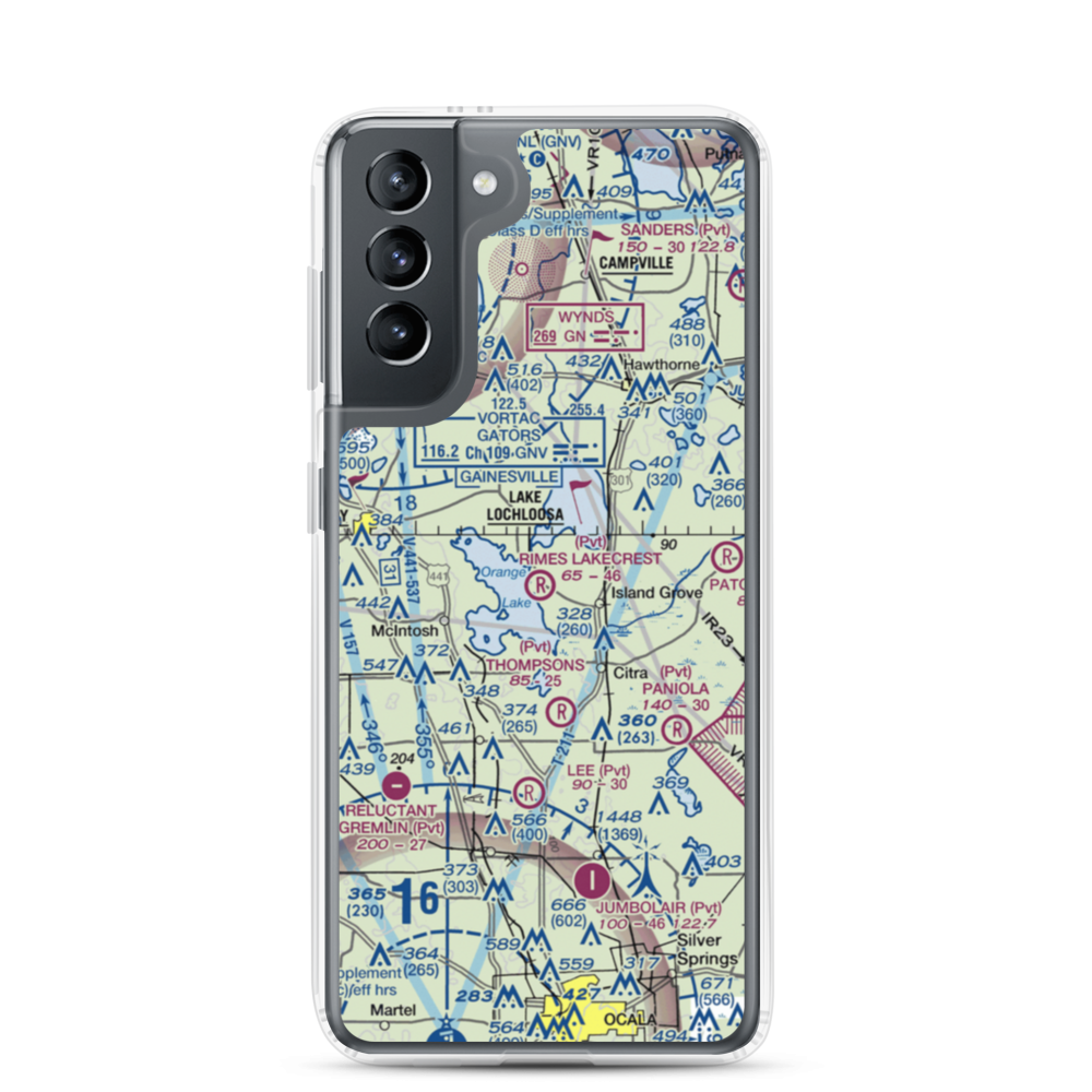 Rimes Lakecrest Airport (35FA) VFR Sectional Samsung Case Samsung Galaxy S21 model shown