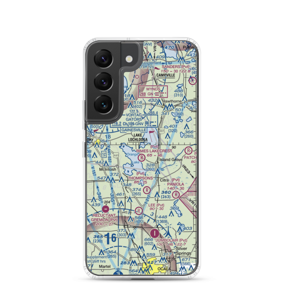 Rimes Lakecrest Airport (35FA) VFR Sectional Samsung Case Samsung Galaxy S22 model shown