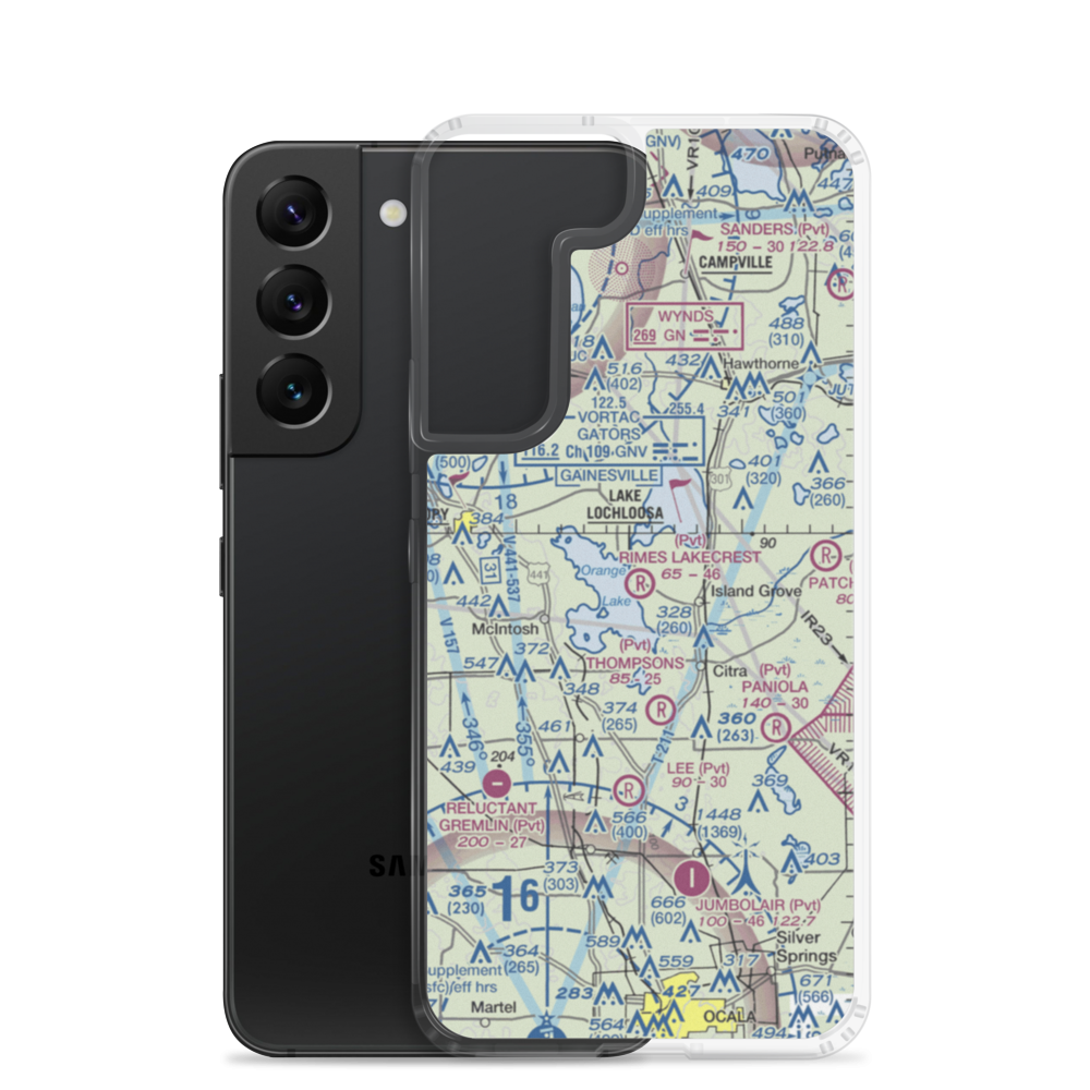 Rimes Lakecrest Airport (35FA) VFR Sectional Samsung Case Samsung Galaxy S22 model shown