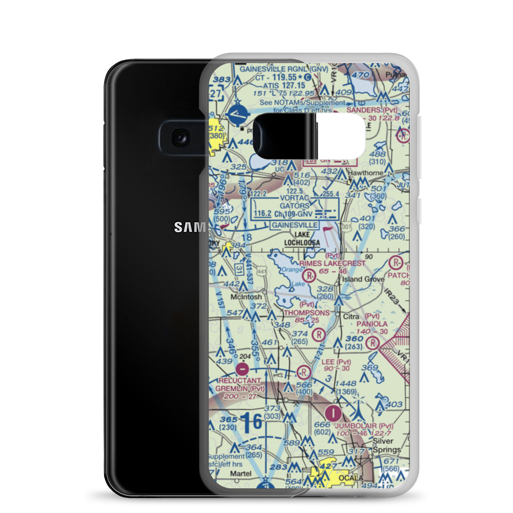 Rimes Lakecrest Airport (35FA) VFR Sectional Samsung Case Samsung Galaxy S10e model shown