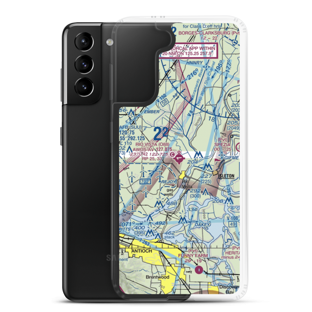 Rio Vista Municipal Airport (O88) VFR Sectional Samsung Case Samsung Galaxy S21 Plus model shown