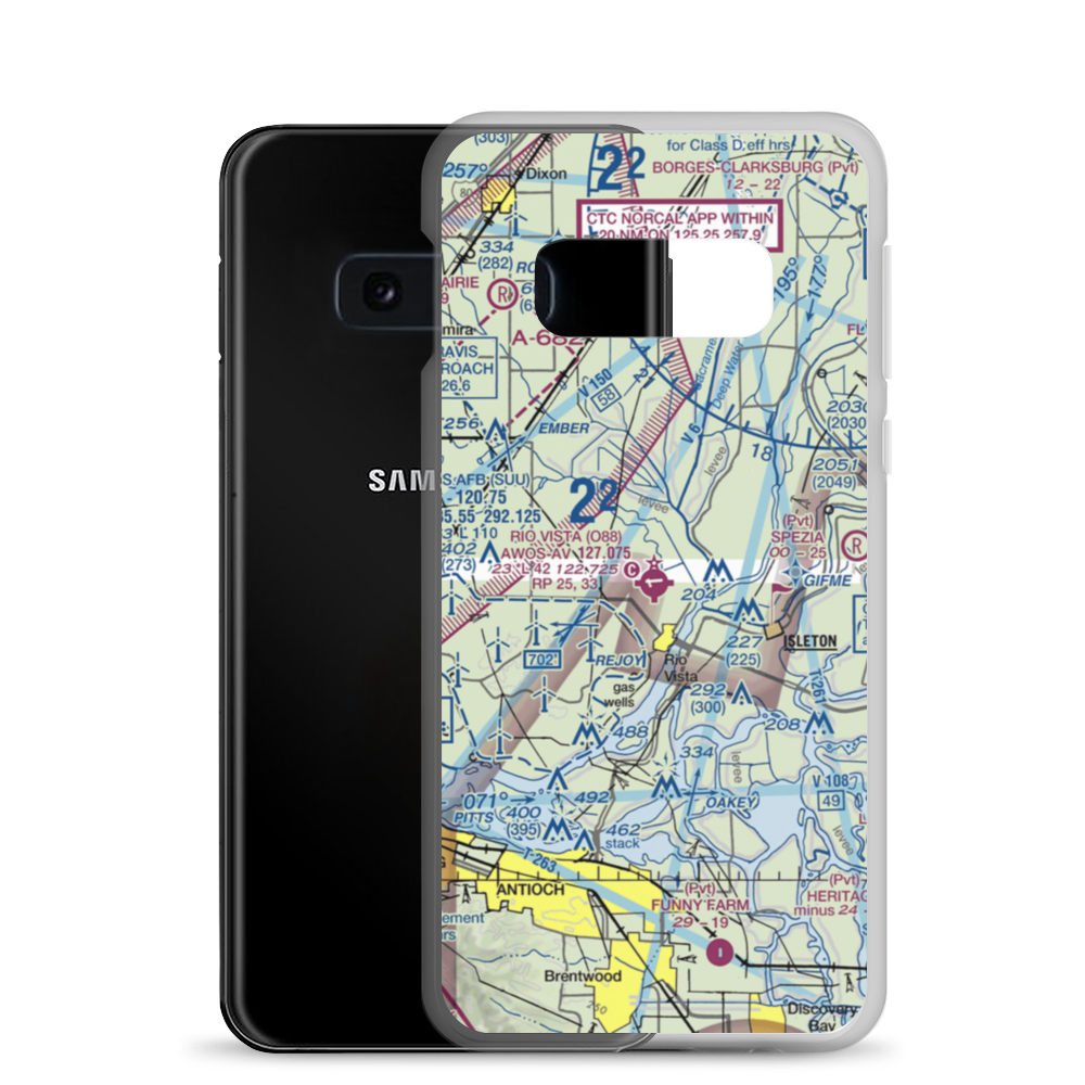 Rio Vista Municipal Airport (O88) VFR Sectional Samsung Case Samsung Galaxy S10e model shown