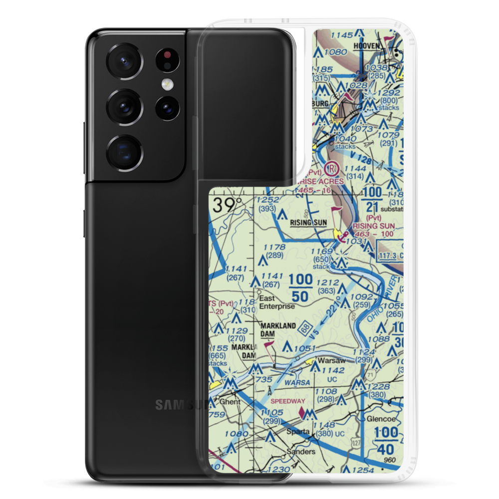 Rising Sun Airport (31II) VFR Sectional Samsung Case Samsung Galaxy S21 Ultra model shown
