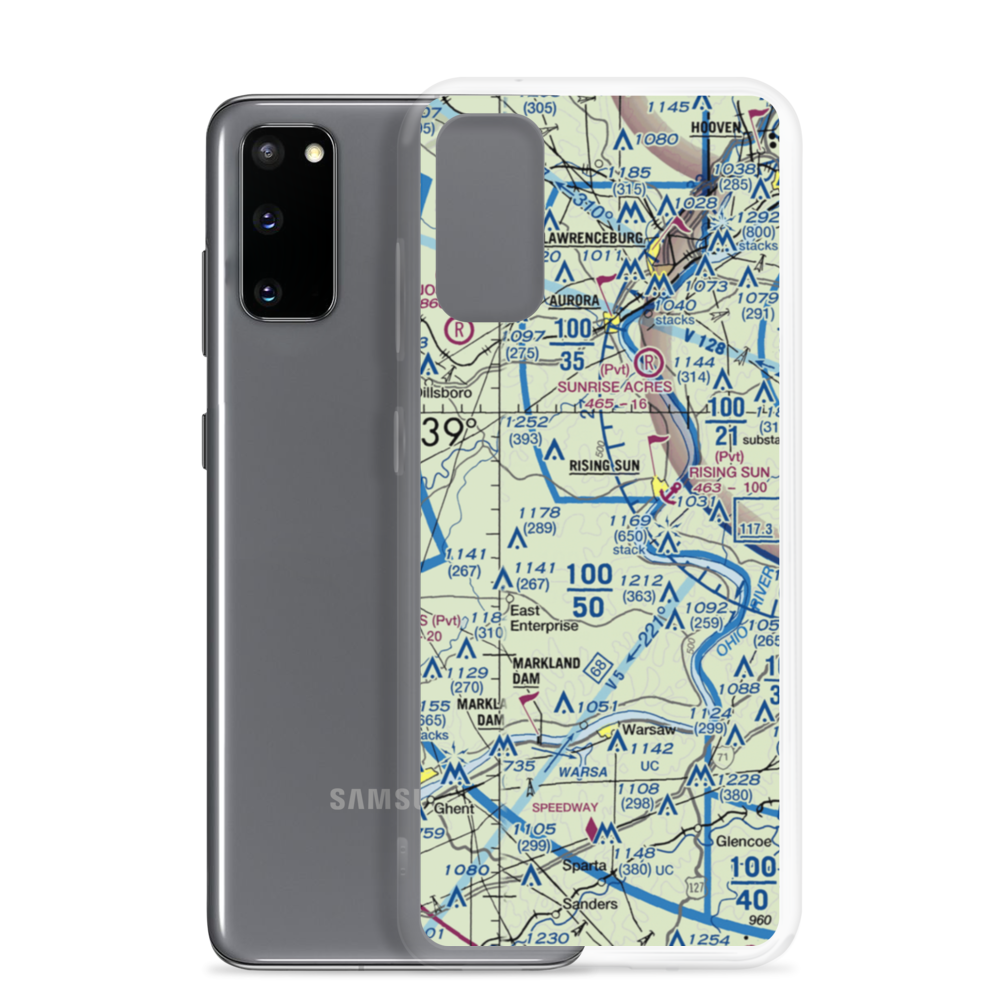 Rising Sun Airport (31II) VFR Sectional Samsung Case Samsung Galaxy S20 model shown