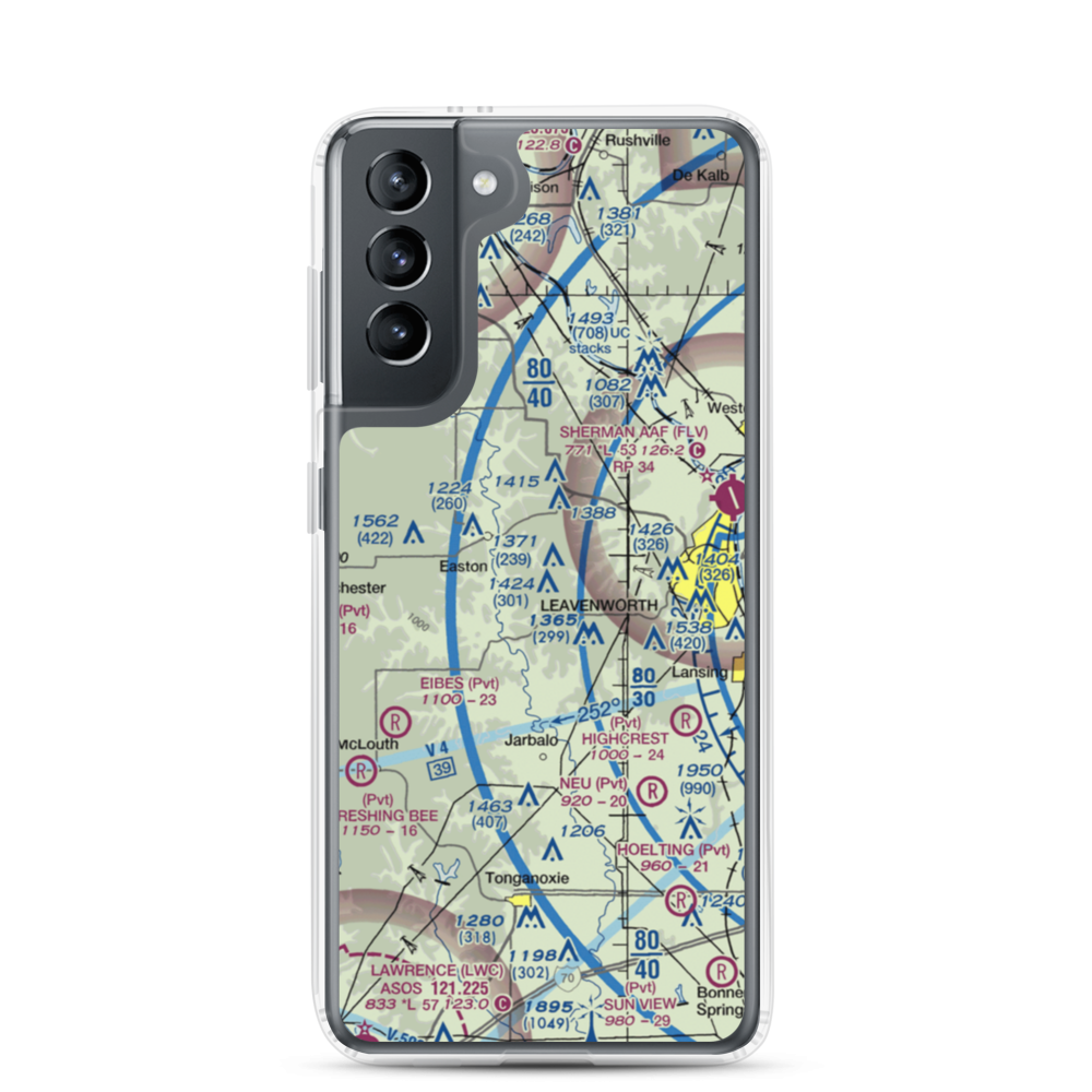 Risky Airport (1KS2) VFR Sectional Samsung Case Samsung Galaxy S21 model shown