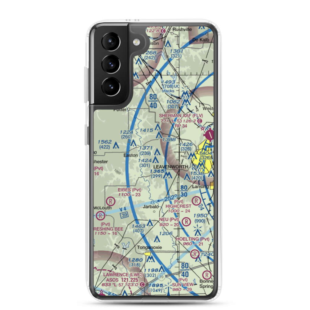 Risky Airport (1KS2) VFR Sectional Samsung Case Samsung Galaxy S21 Plus model shown