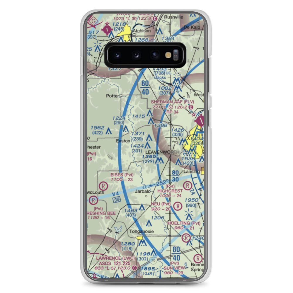 Risky Airport (1KS2) VFR Sectional Samsung Case Samsung Galaxy S10+ model shown