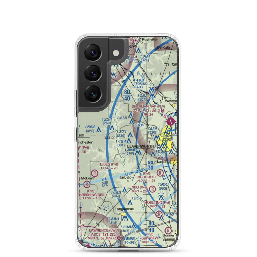 Risky Airport (1KS2) VFR Sectional Samsung Case Samsung Galaxy S22 model shown