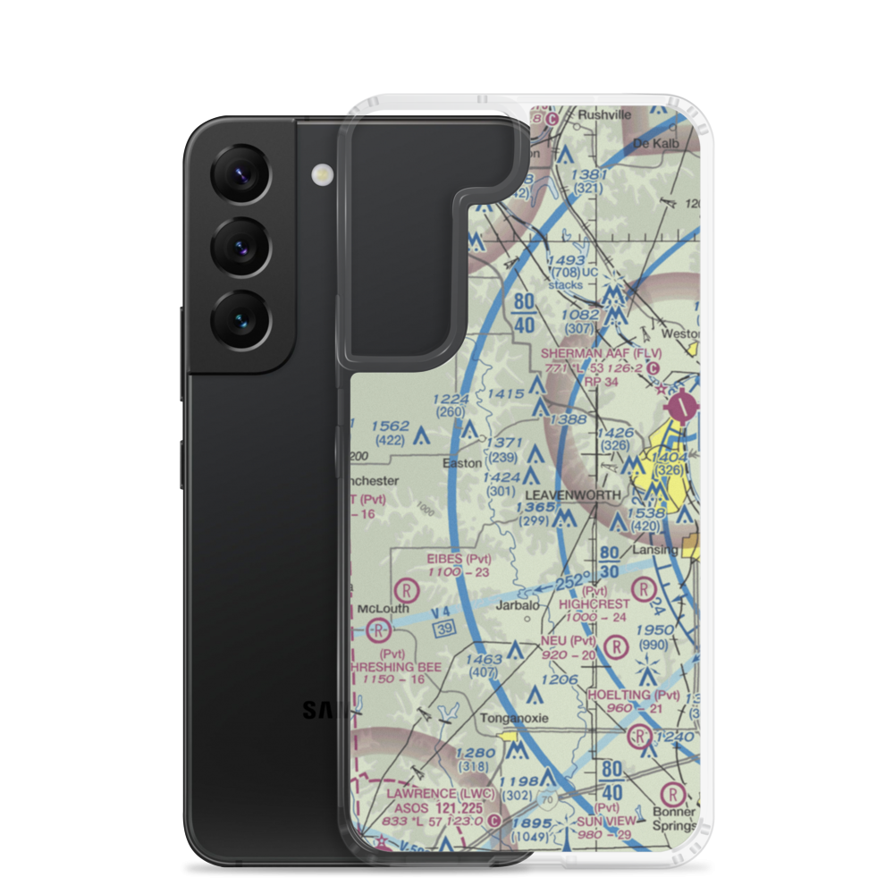 Risky Airport (1KS2) VFR Sectional Samsung Case Samsung Galaxy S22 model shown