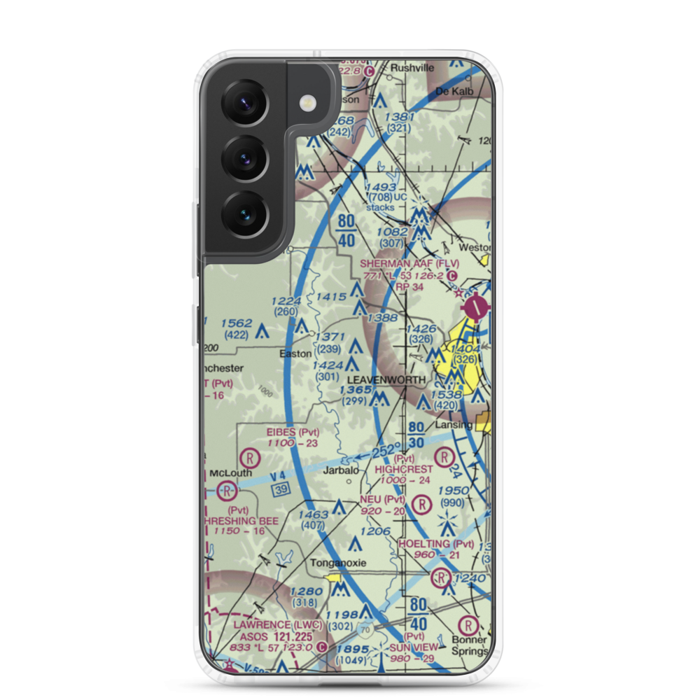 Risky Airport (1KS2) VFR Sectional Samsung Case Samsung Galaxy S22 Plus model shown