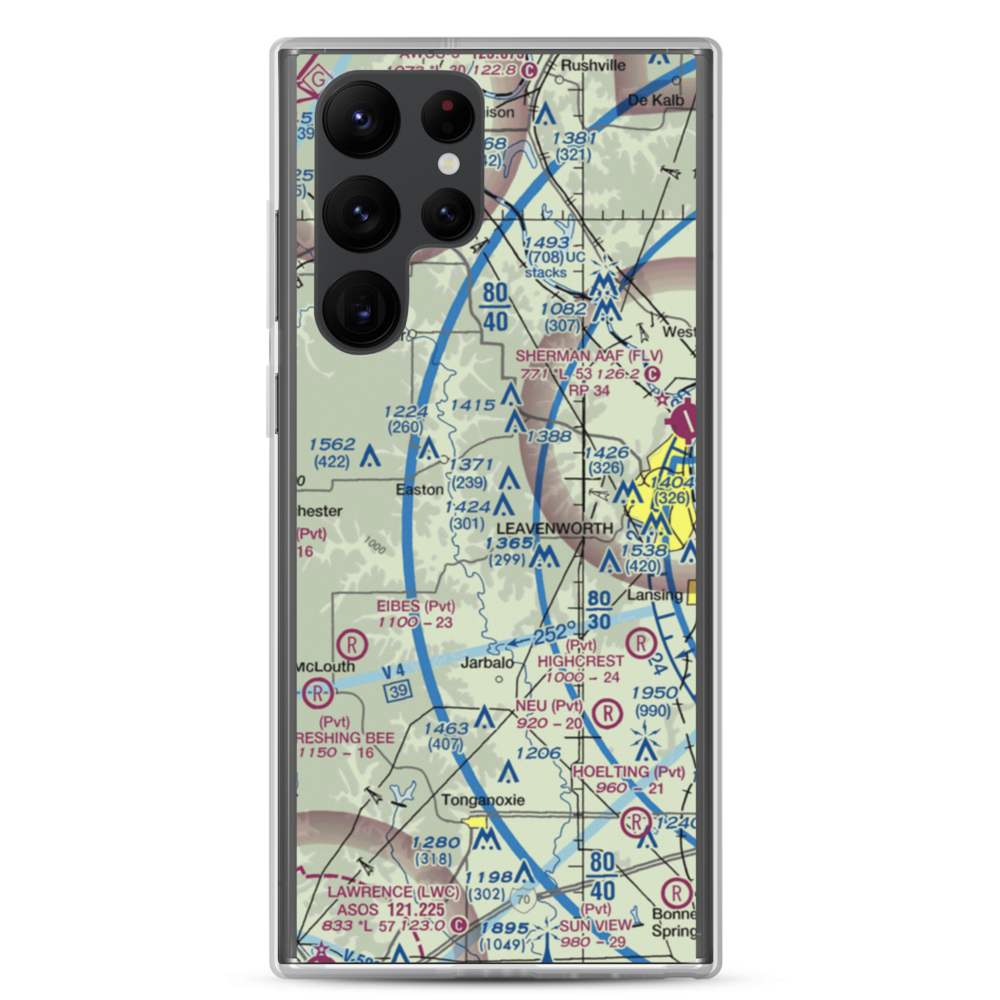 Risky Airport (1KS2) VFR Sectional Samsung Case Samsung Galaxy S22 Ultra model shown