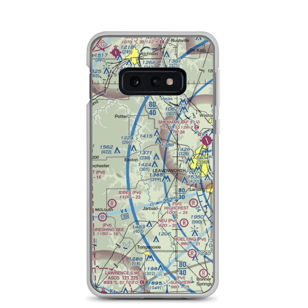 Risky Airport (1KS2) VFR Sectional Samsung Case Samsung Galaxy S10e model shown