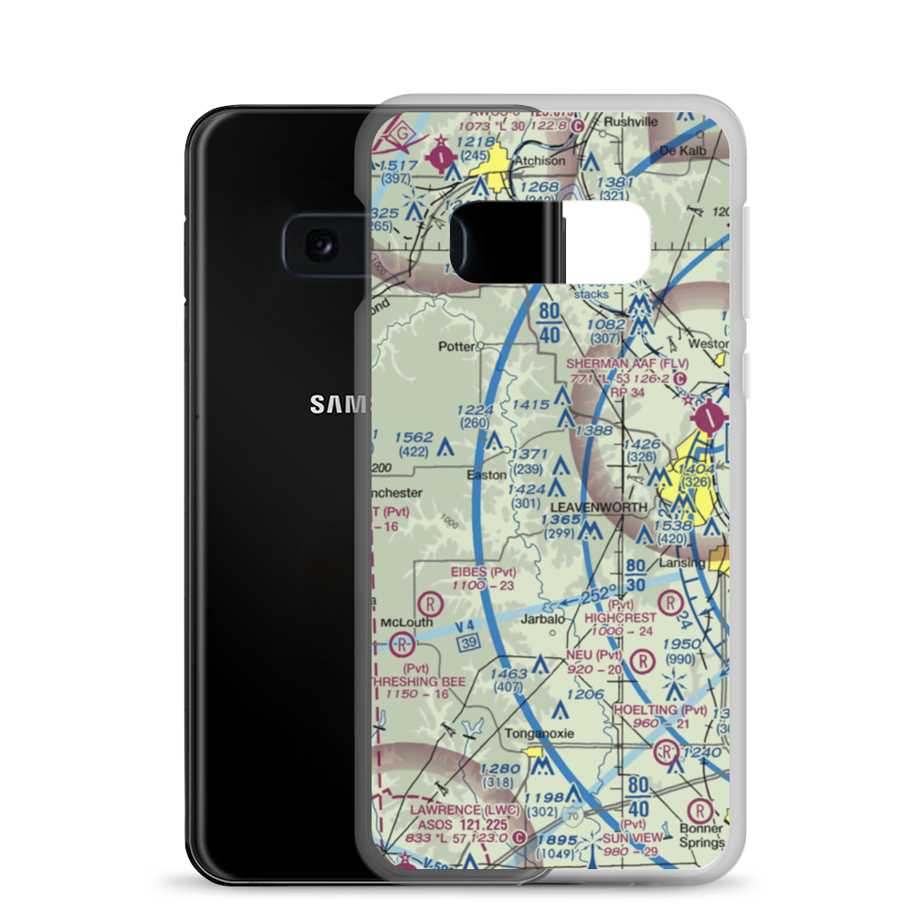 Risky Airport (1KS2) VFR Sectional Samsung Case Samsung Galaxy S10e model shown