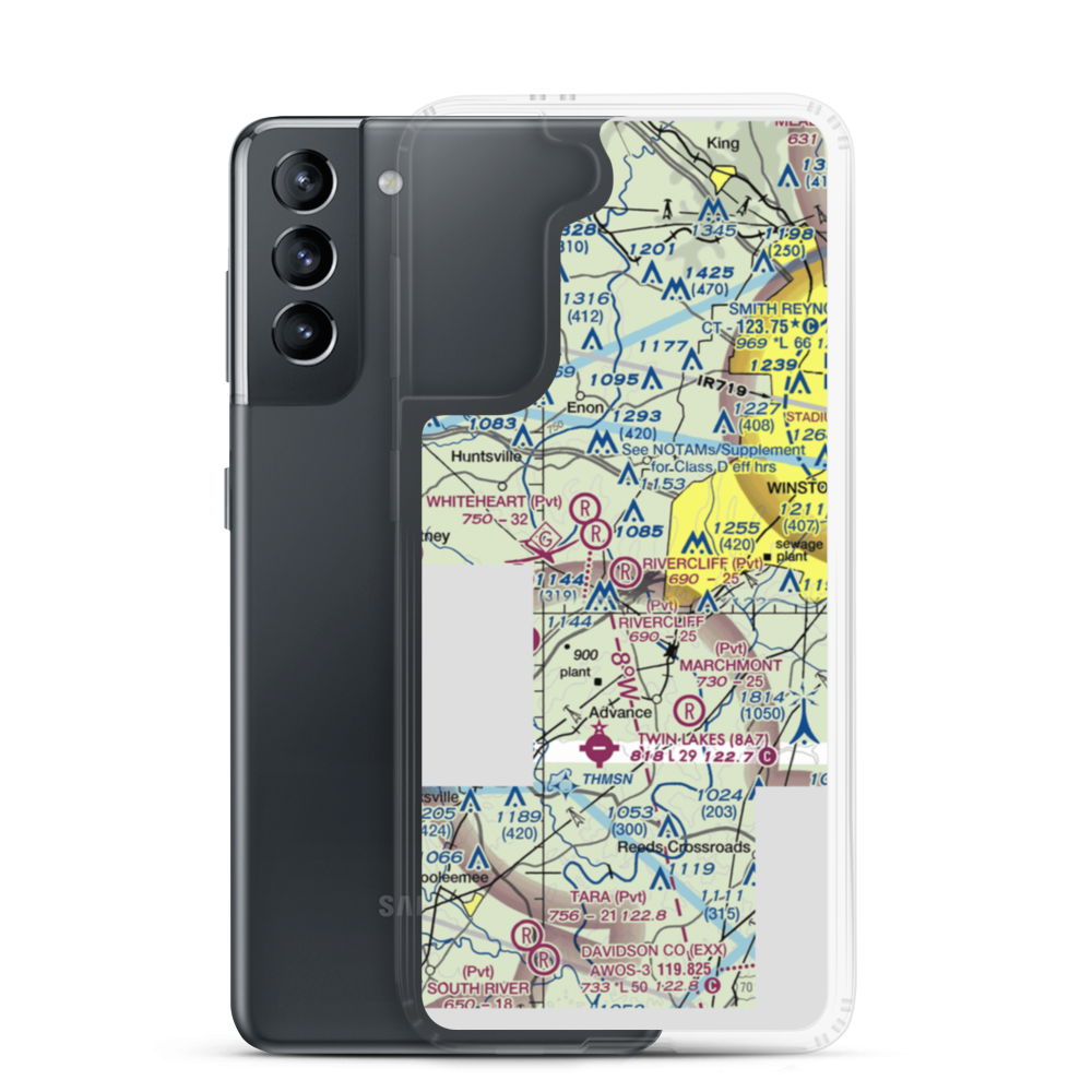 Rivercliff Airport (NC32) VFR Sectional Samsung Case Samsung Galaxy S21 model shown