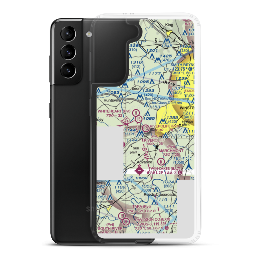 Rivercliff Airport (NC32) VFR Sectional Samsung Case Samsung Galaxy S21 Plus model shown