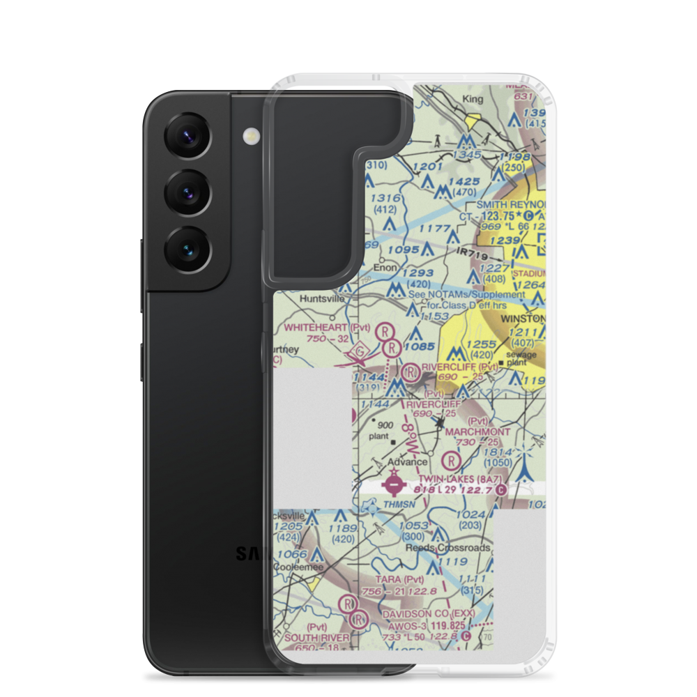 Rivercliff Airport (NC32) VFR Sectional Samsung Case Samsung Galaxy S22 model shown