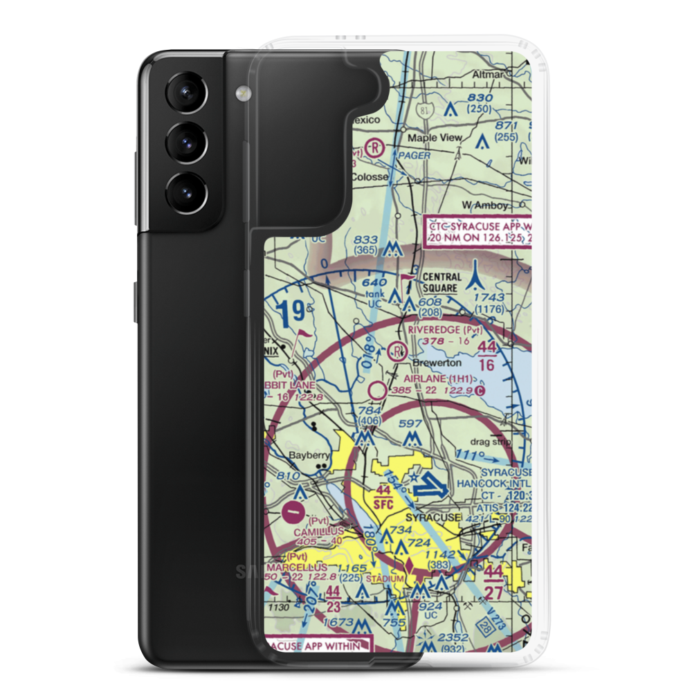 Riveredge Airpark (19NK) VFR Sectional Samsung Case Samsung Galaxy S21 Plus model shown