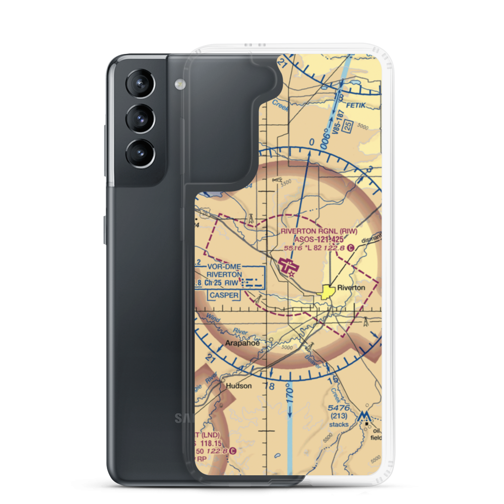 Riverton Regional Airport (RIW) VFR Sectional Samsung Case Samsung Galaxy S21 model shown