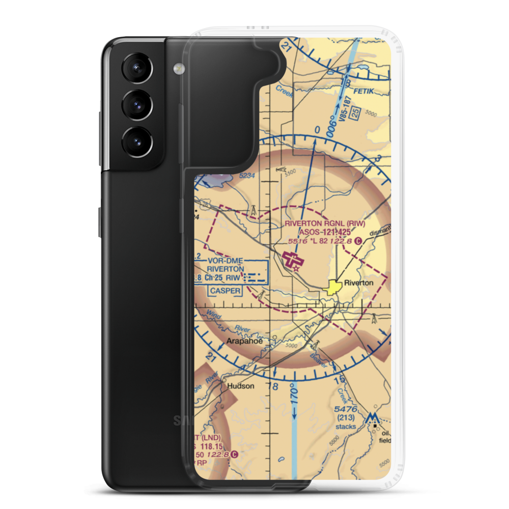 Riverton Regional Airport (RIW) VFR Sectional Samsung Case Samsung Galaxy S21 Plus model shown
