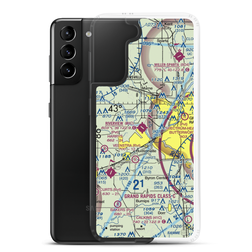 Riverview Airport (08C) VFR Sectional Samsung Case Samsung Galaxy S21 Plus model shown