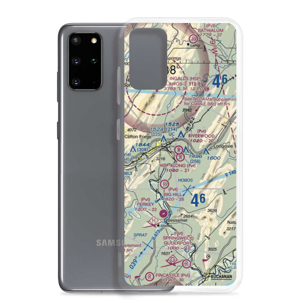 Riverwood Airport (0VA2) VFR Sectional Samsung Case Samsung Galaxy S20 Plus model shown