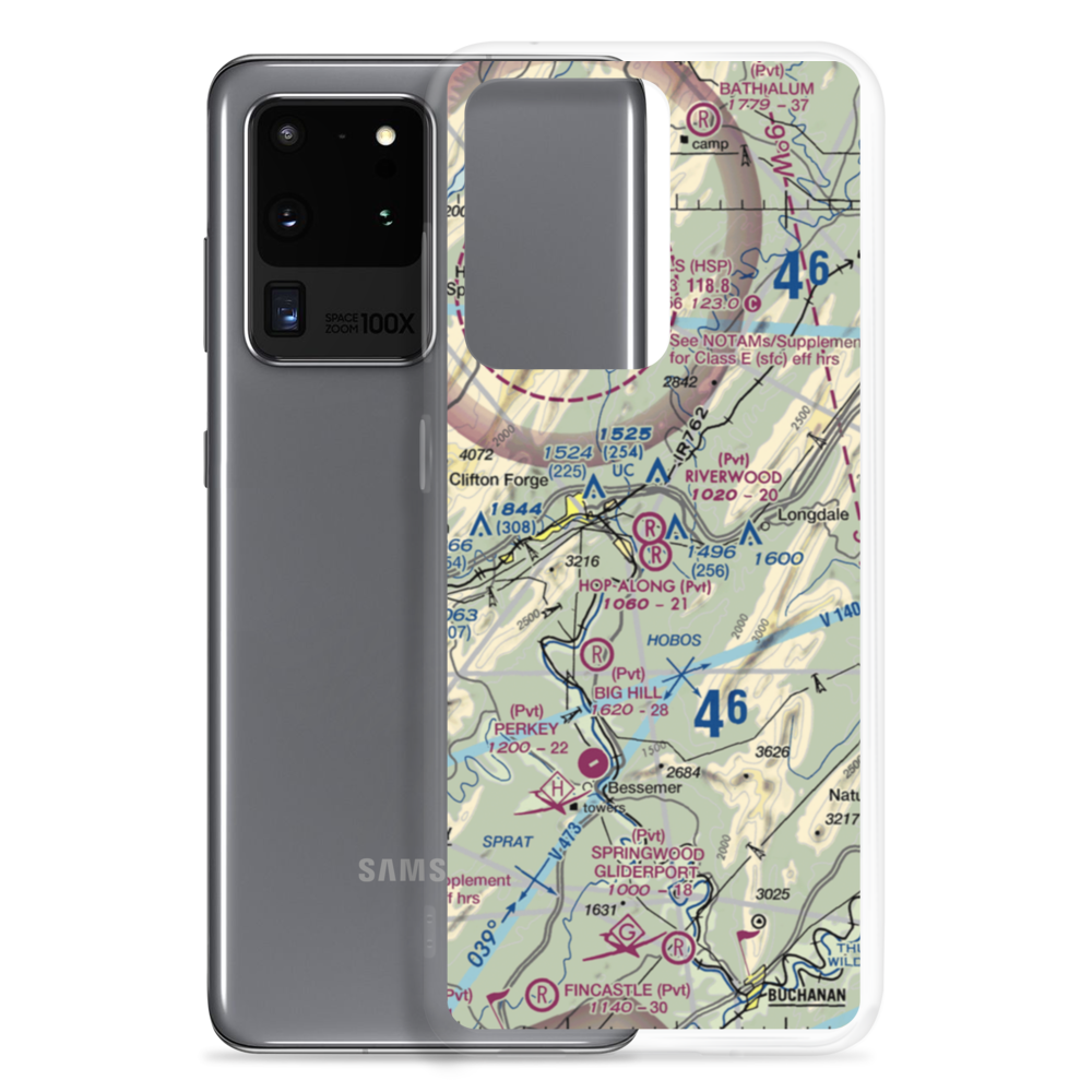 Riverwood Airport (0VA2) VFR Sectional Samsung Case Samsung Galaxy S20 Ultra model shown
